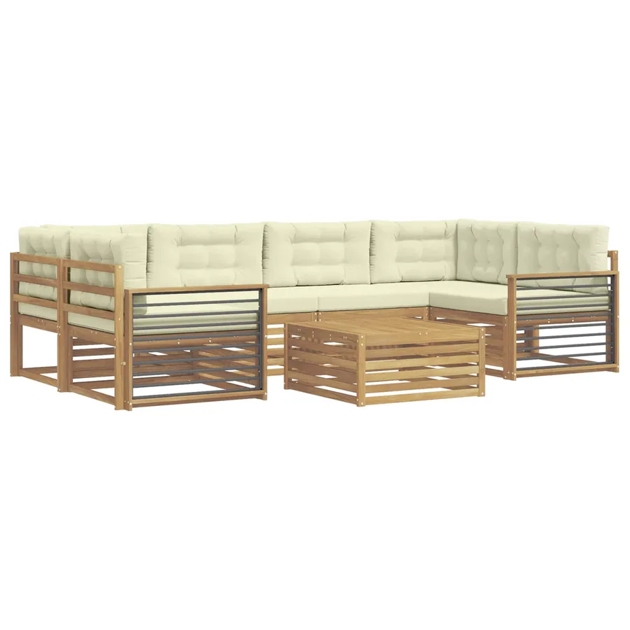 Ensemble de canapés d'extérieur 7 pc Blanc et crème Polyester - 2