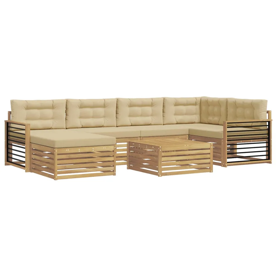 Ensemble de canapés d'extérieur 7 pc Blanc et Beige - 2