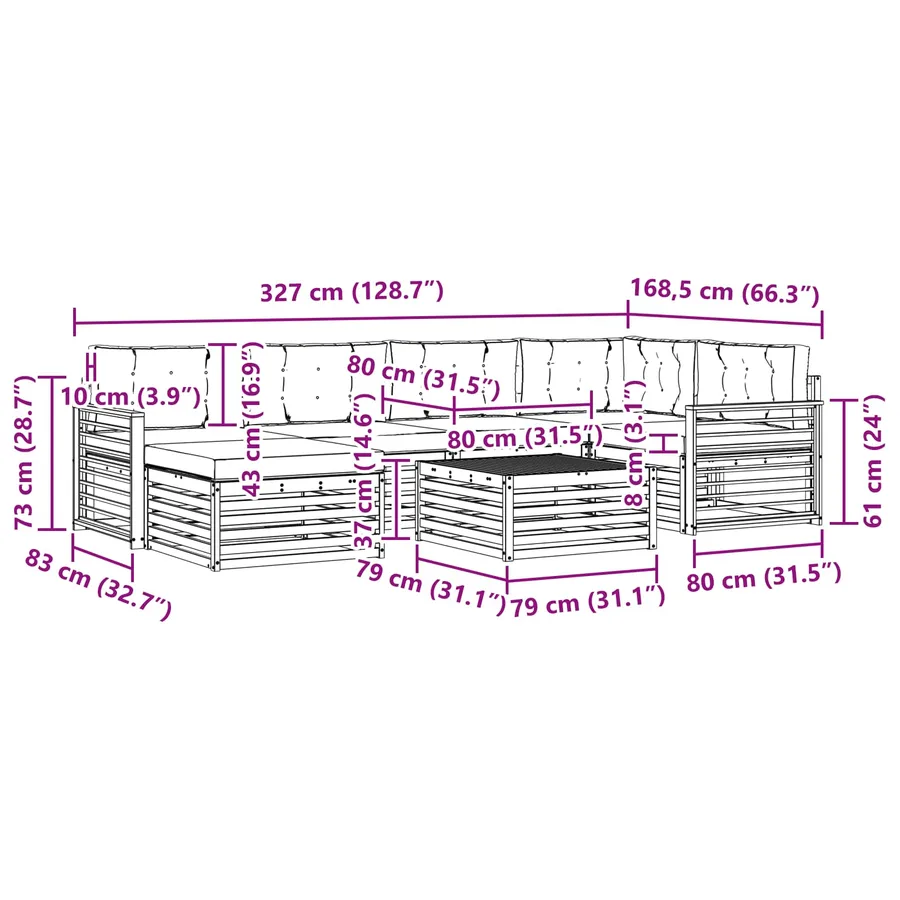 Ensemble de canapés d'extérieur 7 pc Blanc et Beige - 8