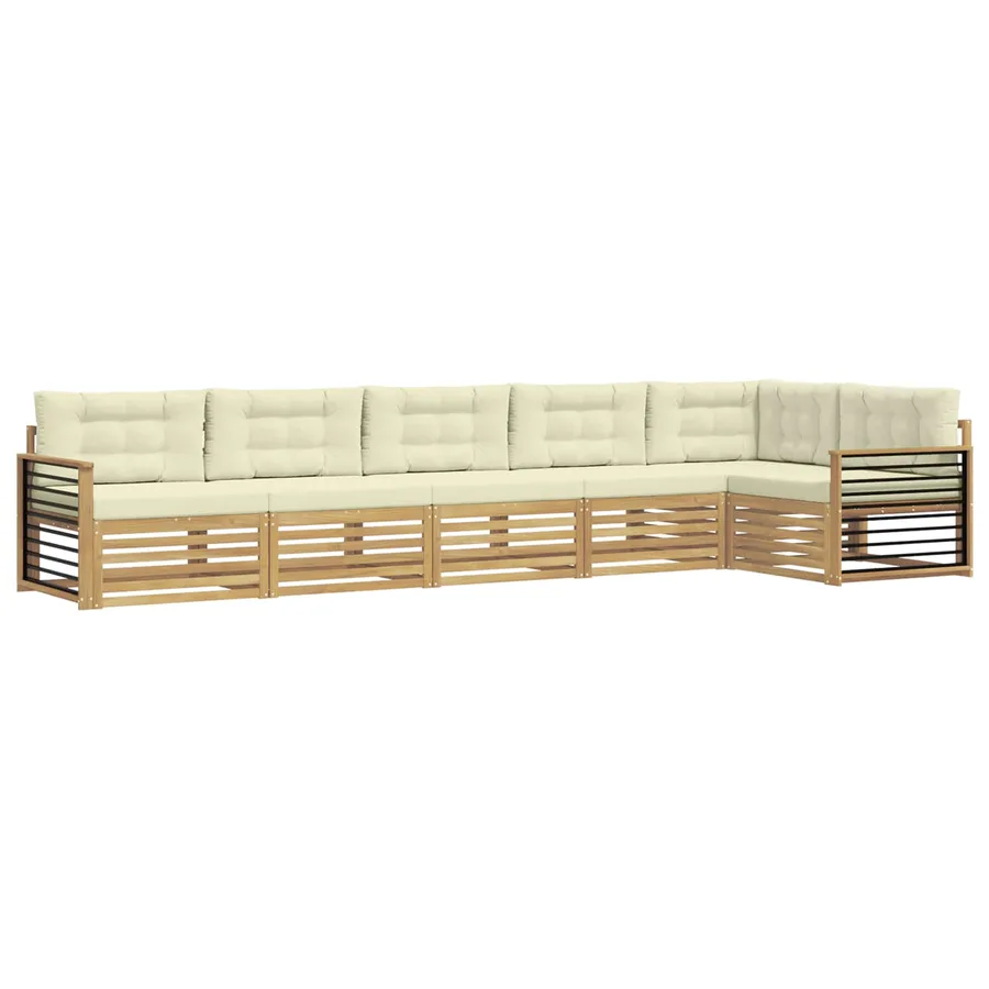 Ensemble de canapés d'extérieur 6 pc Blanc et crème Polyester - 2