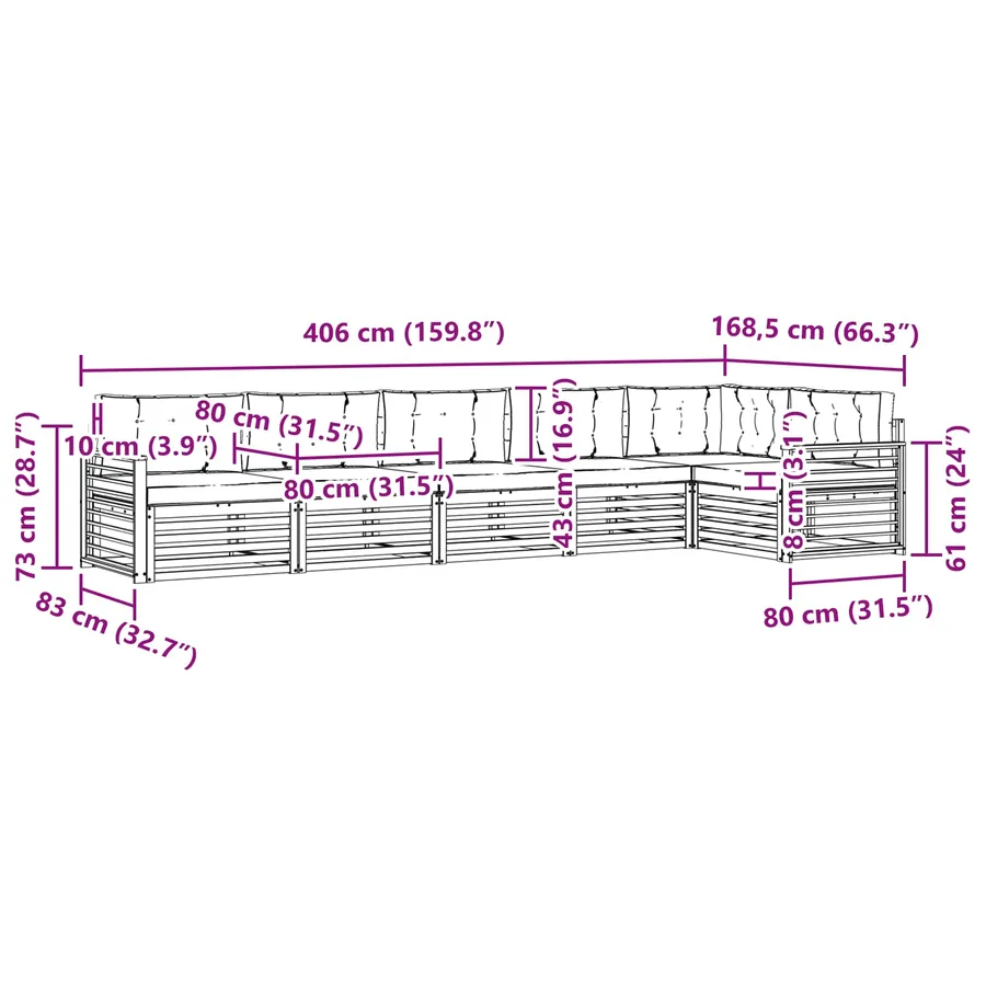 Ensemble de canapés d'extérieur 6 pc Blanc et crème Polyester - 8