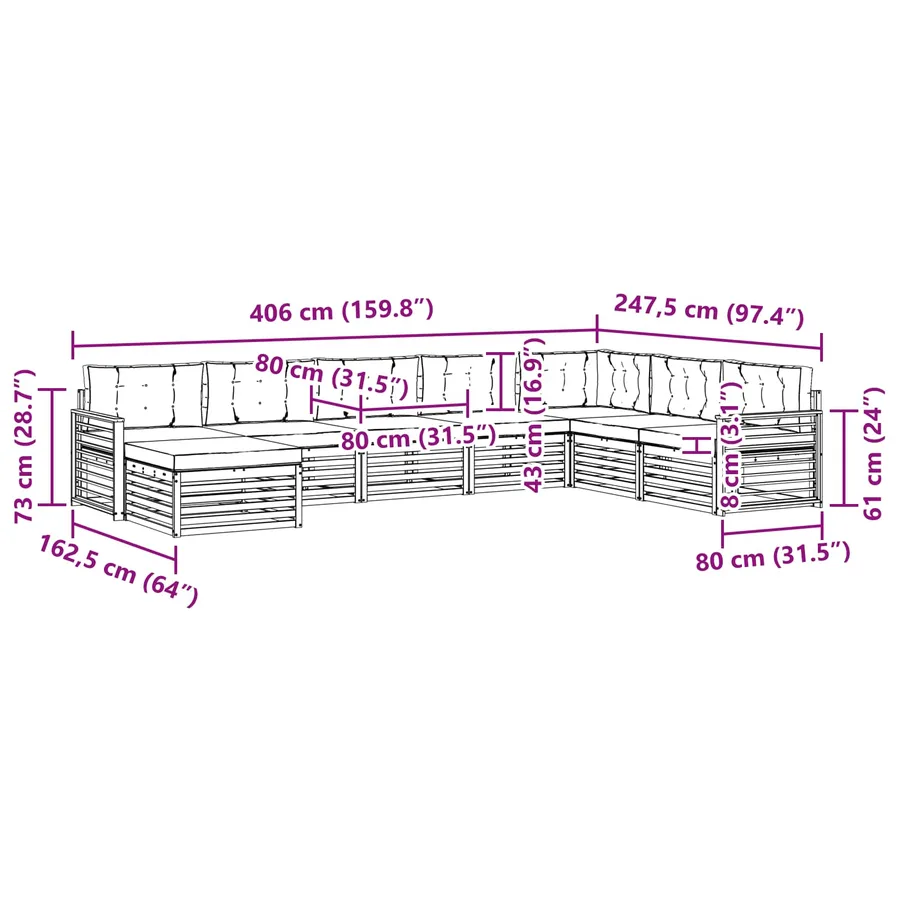 Ensemble de canapés d'extérieur 8 pc Blanc et crème - 7