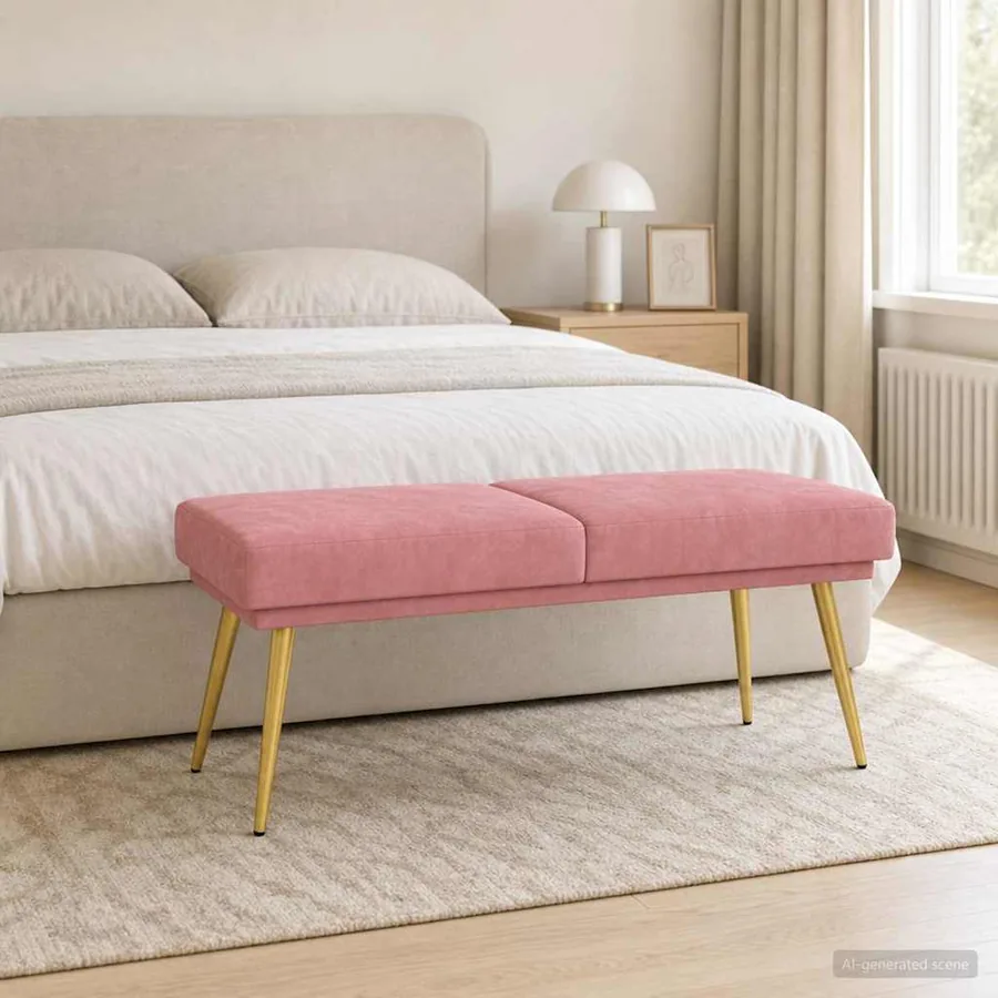 Banc à double couche Rose 120 x 45 x 46 cm Velours