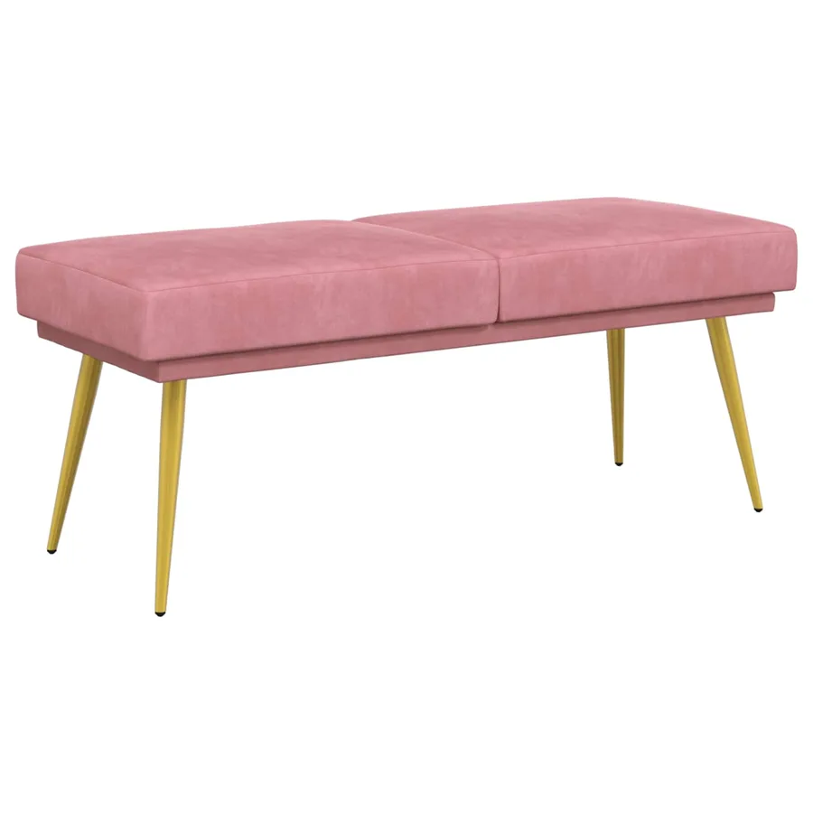 Banc à double couche Rose 120 x 45 x 46 cm Velours - 2