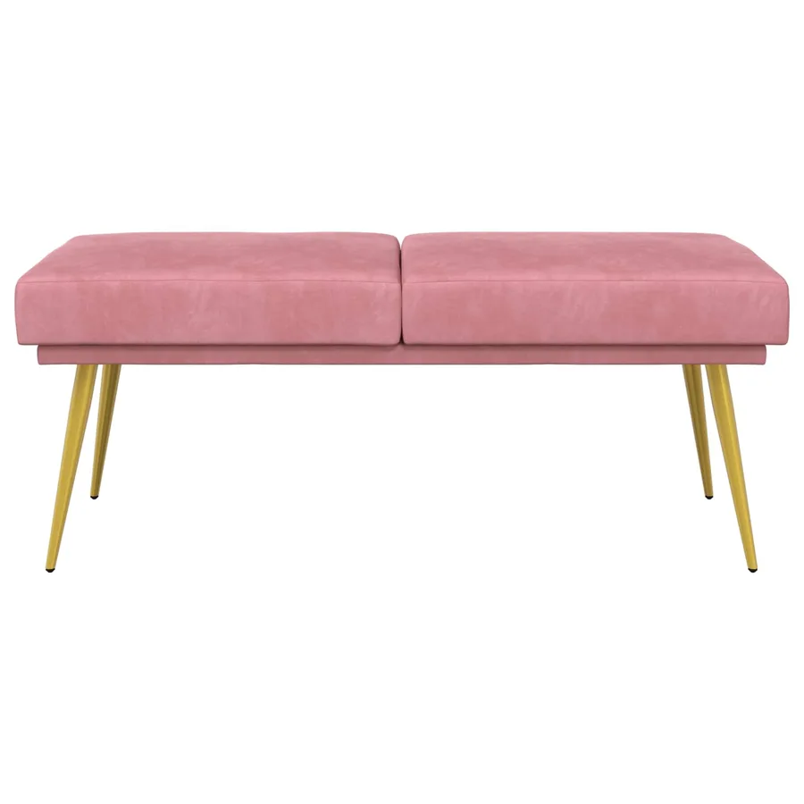 Banc à double couche Rose 120 x 45 x 46 cm Velours - 5