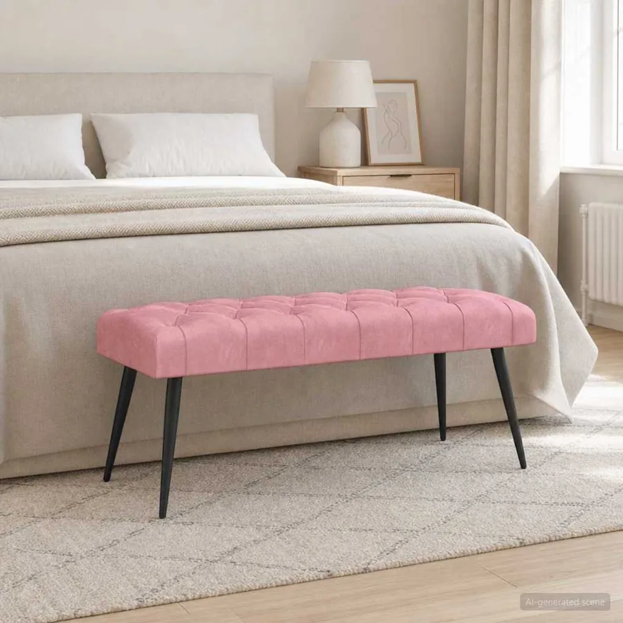 Banc avec capitonnage bouton Rose 110 x 40 x 46 cm Velours