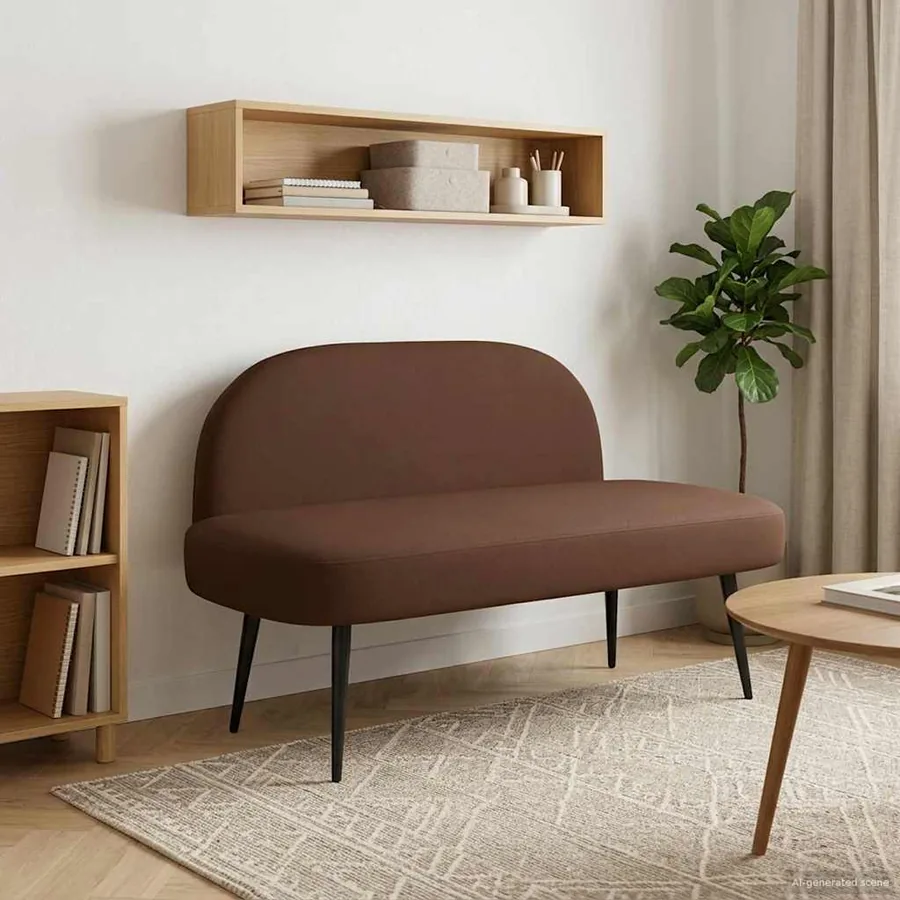 Banc rembourré avec dossier Marron 110 x 60 x 76 cm Simili cuir