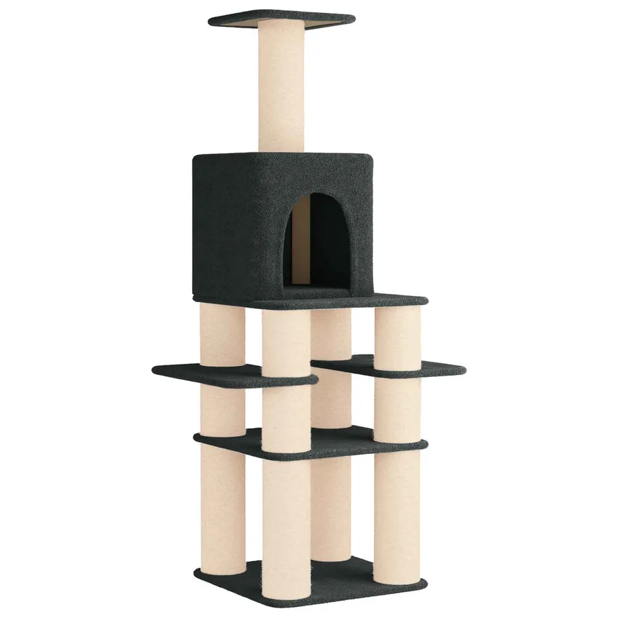 Arbre à chat avec poteaux à griffer en sisal Gris foncé 180 cm - 2