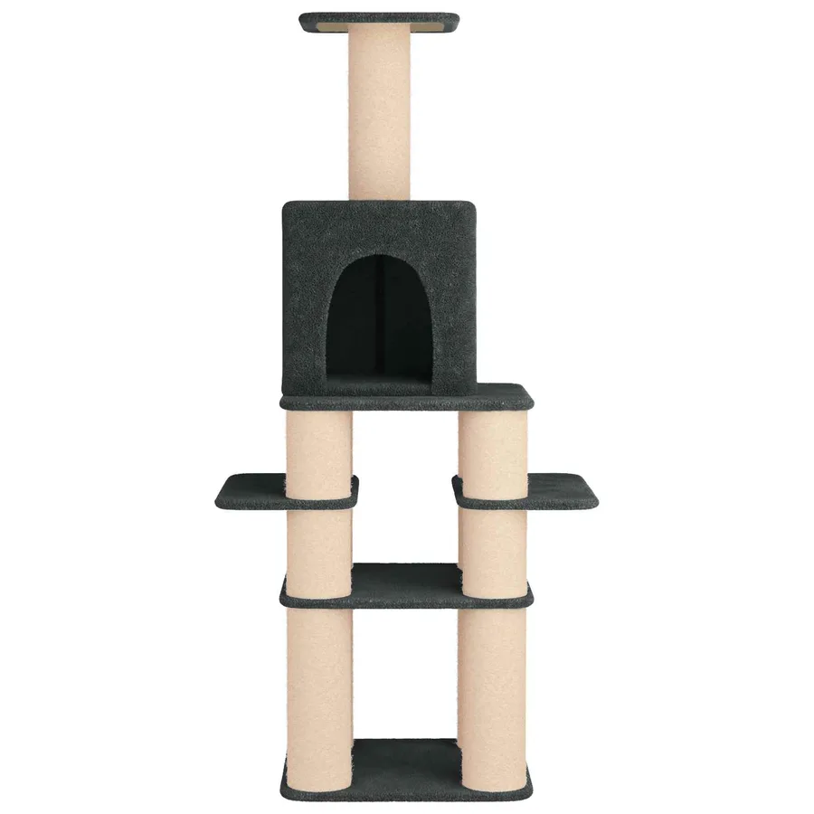 Arbre à chat avec poteaux à griffer en sisal Gris foncé 180 cm - 4