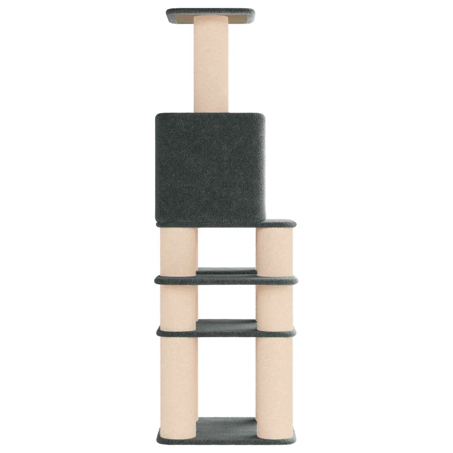 Arbre à chat avec poteaux à griffer en sisal Gris foncé 180 cm - 5