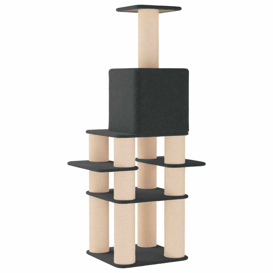 Arbre à chat avec poteaux à griffer en sisal Gris foncé 180 cm - 6