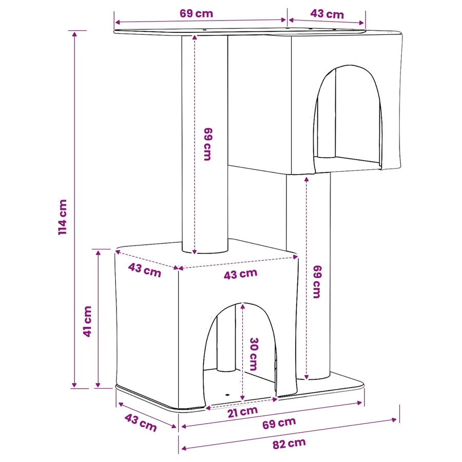 Arbre à chat avec poteaux à griffer en sisal Crème 114 cm - 8