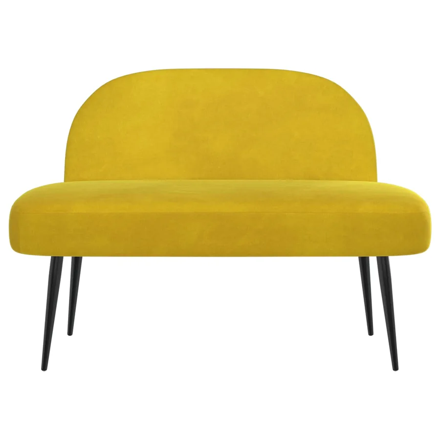 Banc rembourré avec dossier Jaune 110 x 60 x 76 cm Velours - 3