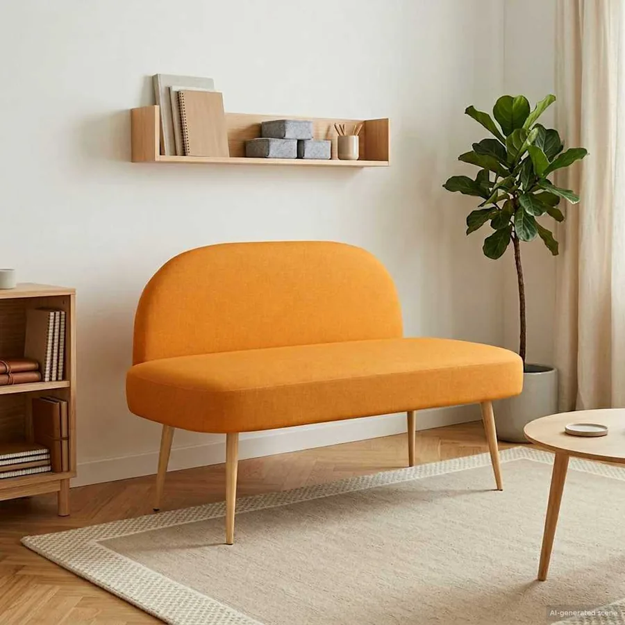 Banc rembourré avec dossier Jaune foncé 110 x 60 x 76 cm