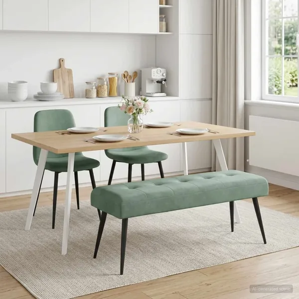 Banc avec capitonnage bouton Vert Mer 110 x 40 x 46 cm Velours
