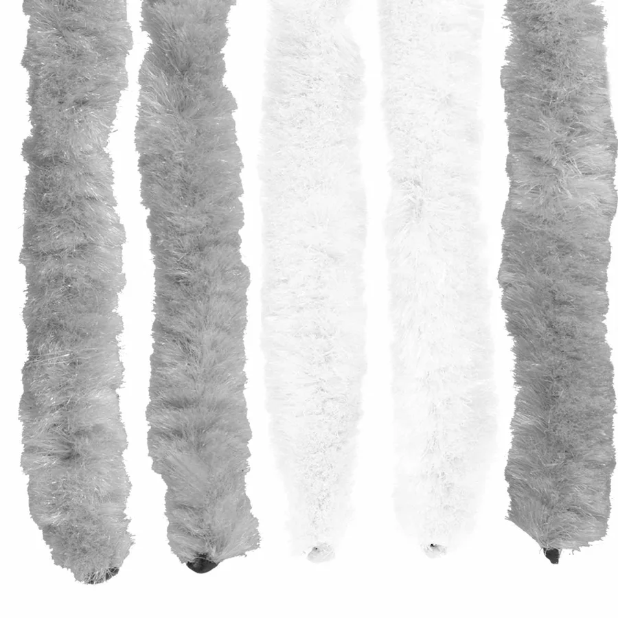 Rideau anti-insectes en chenille Gris et blanc 100 x 220 cm - 5