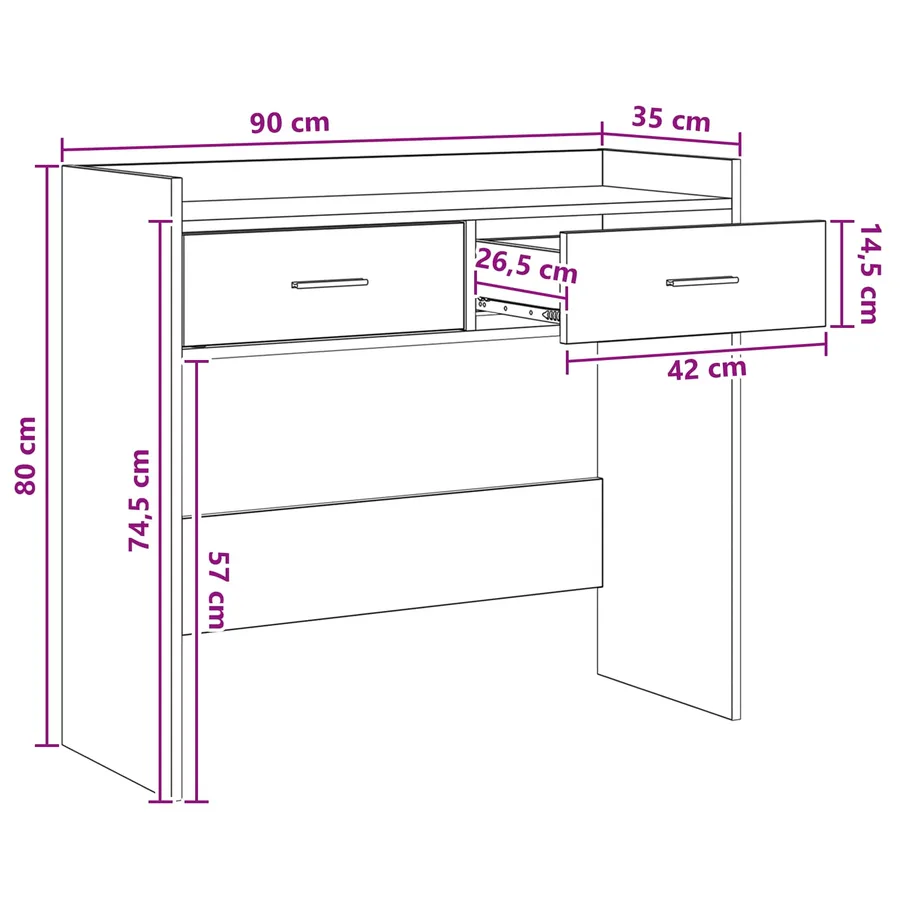 Table console Blanc 90 x 35 x 80 cm Bois d'ingénierie - 9