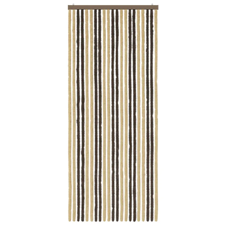 Rideau anti-insectes en chenille Marron foncé et beige - 3