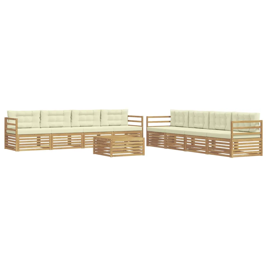 Ensemble de canapés d'extérieur 9 pc Blanc et crème Polyester - 2