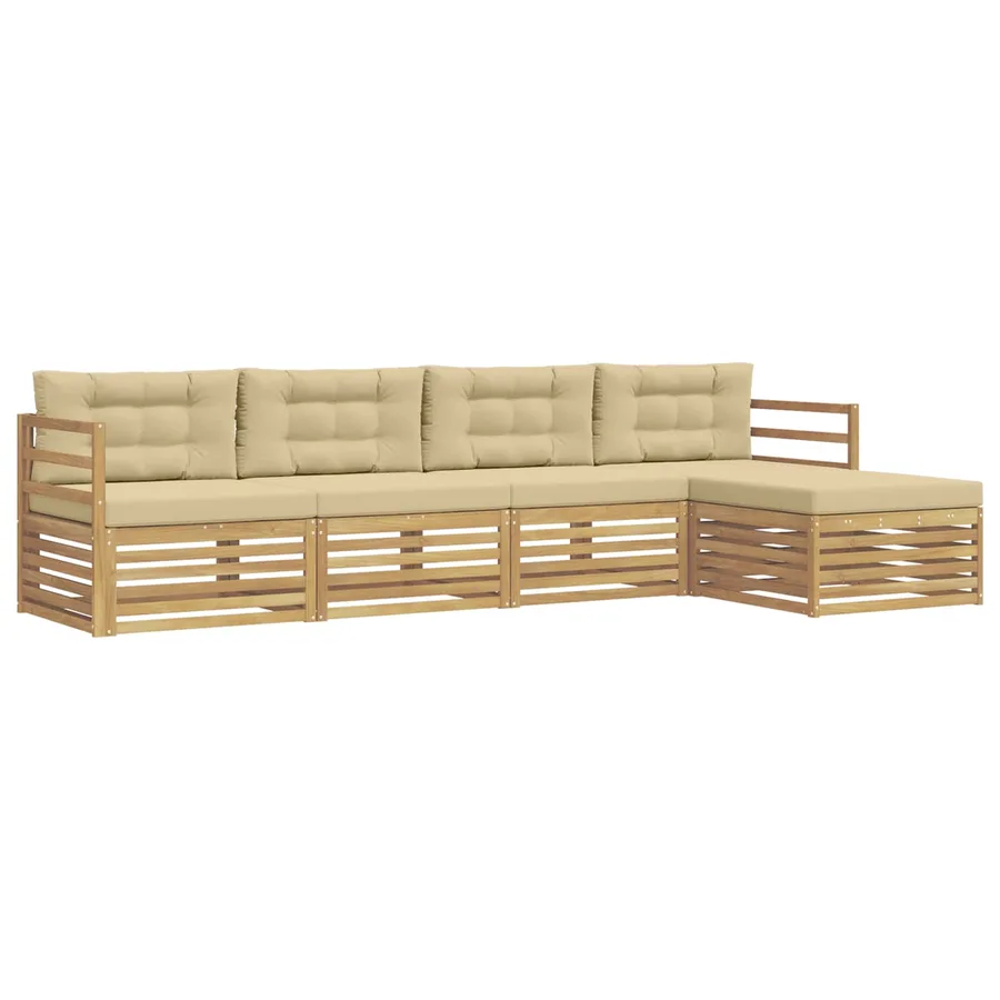 Ensemble de canapés d'extérieur 5 pc Blanc et Beige Polyester - 2