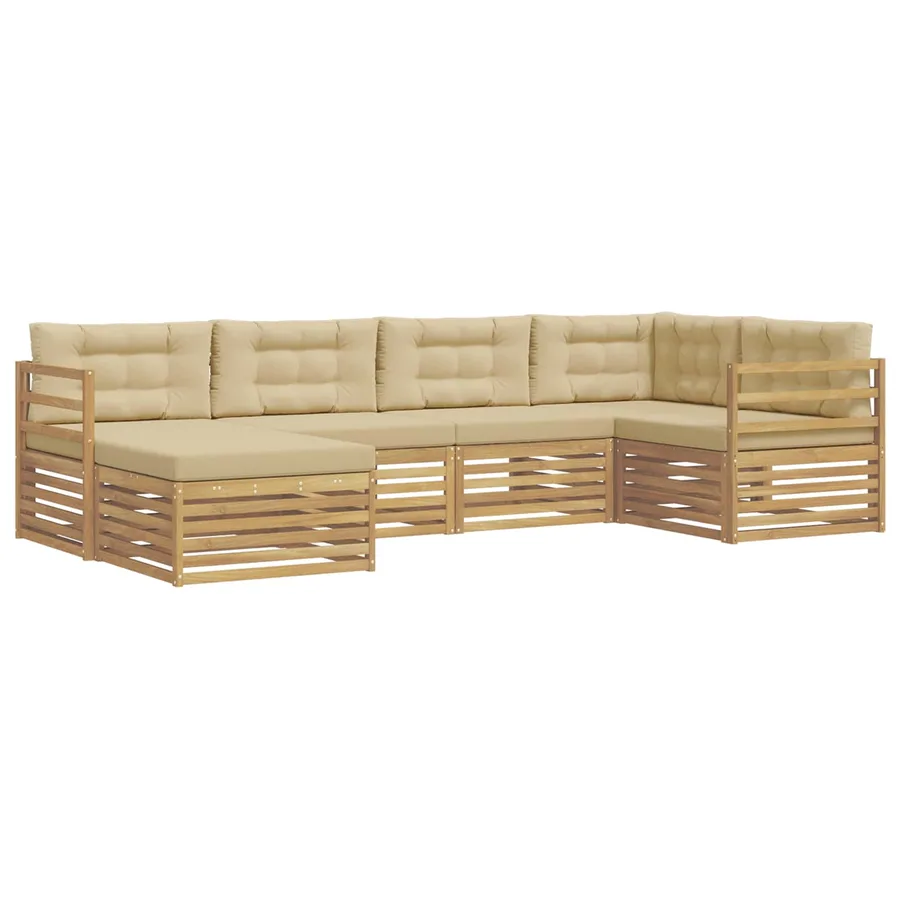 Ensemble de canapés d'extérieur 6 pc Blanc et Beige Polyester - 2