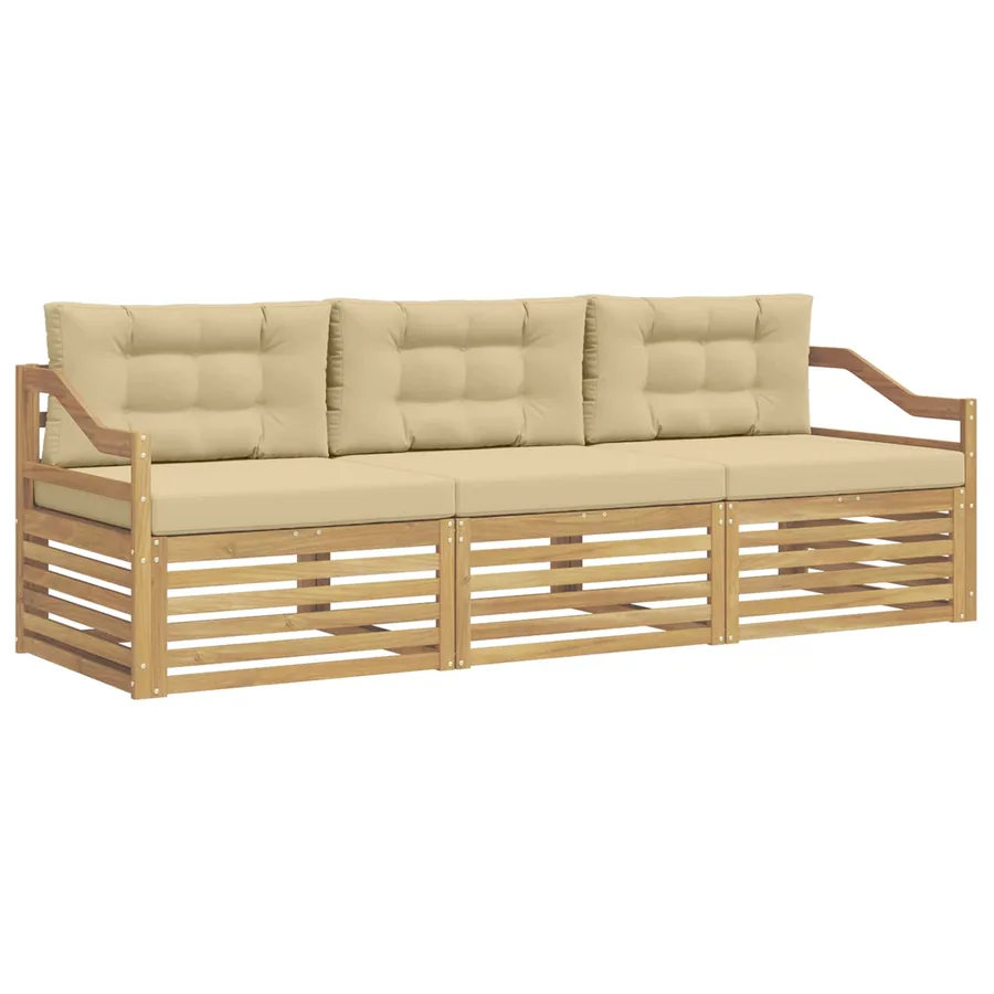 Ensemble de canapés d'extérieur 3 pc Blanc et Beige Polyester - 2