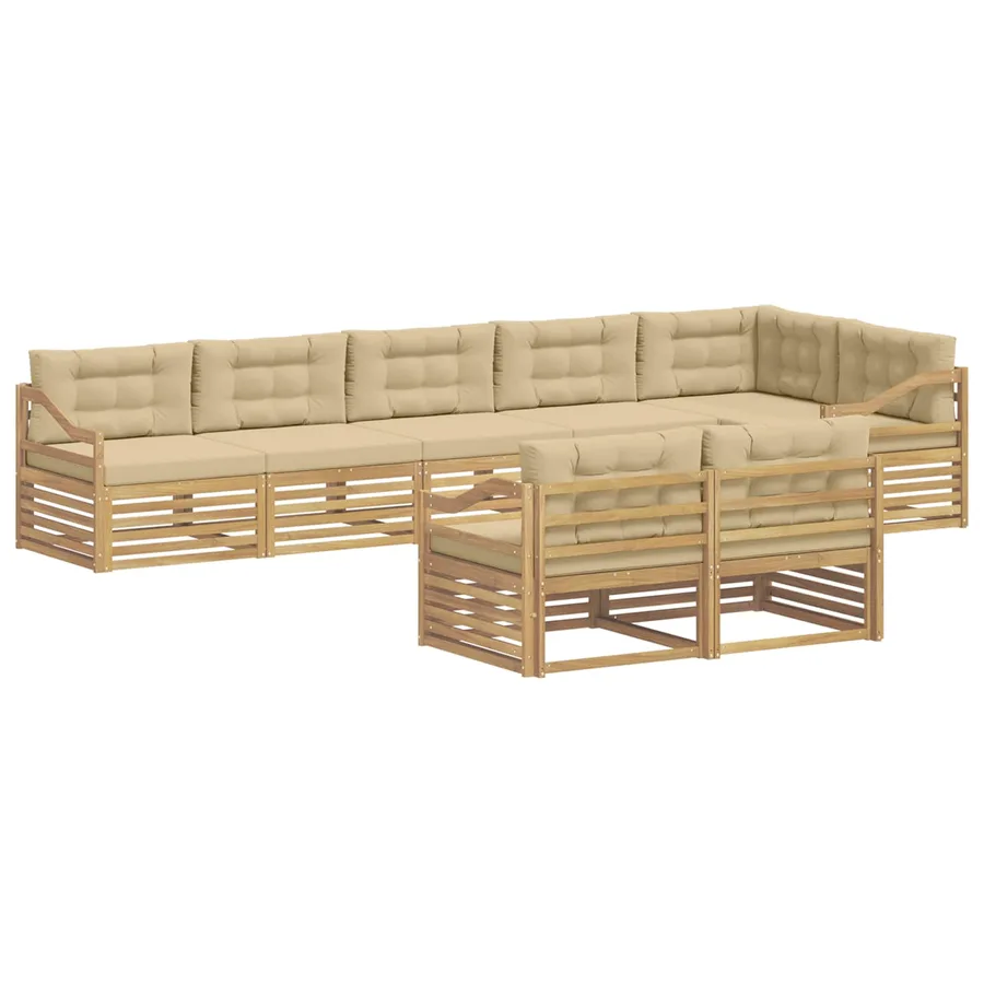 Ensemble de canapés d'extérieur 8 pc Blanc et Beige Polyester - 2