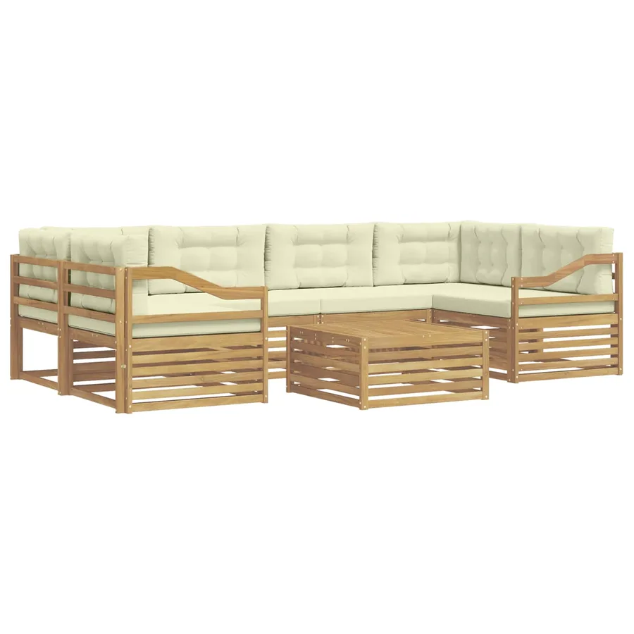 Ensemble de canapés d'extérieur 7 pc Blanc et crème Polyester - 2