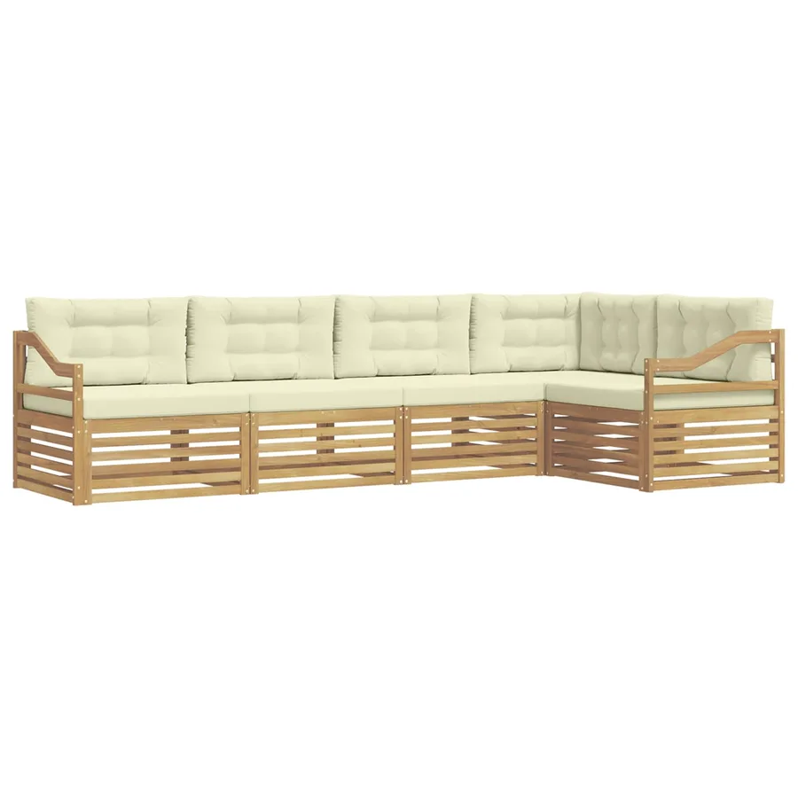 Ensemble de canapés d'extérieur 5 pc Blanc et crème Polyester - 2