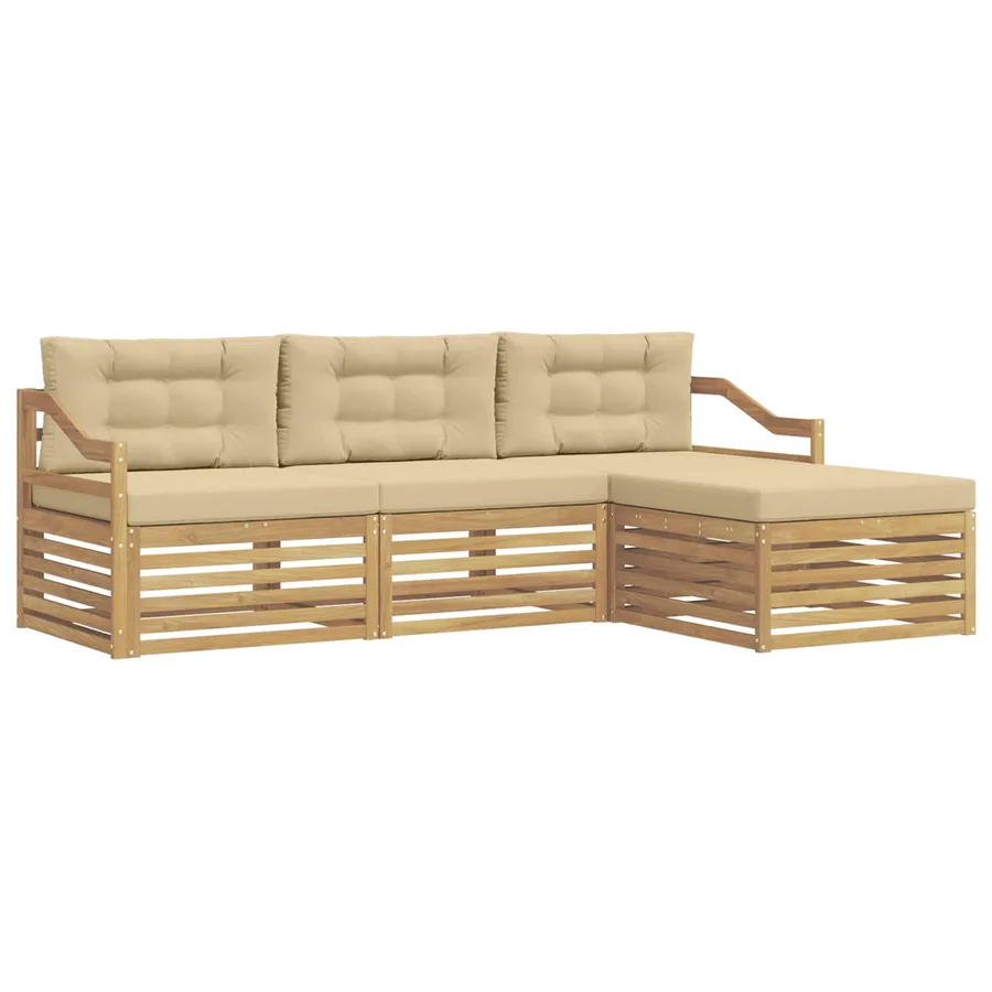 Ensemble de canapés d'extérieur 4 pc Blanc et Beige Polyester - 2