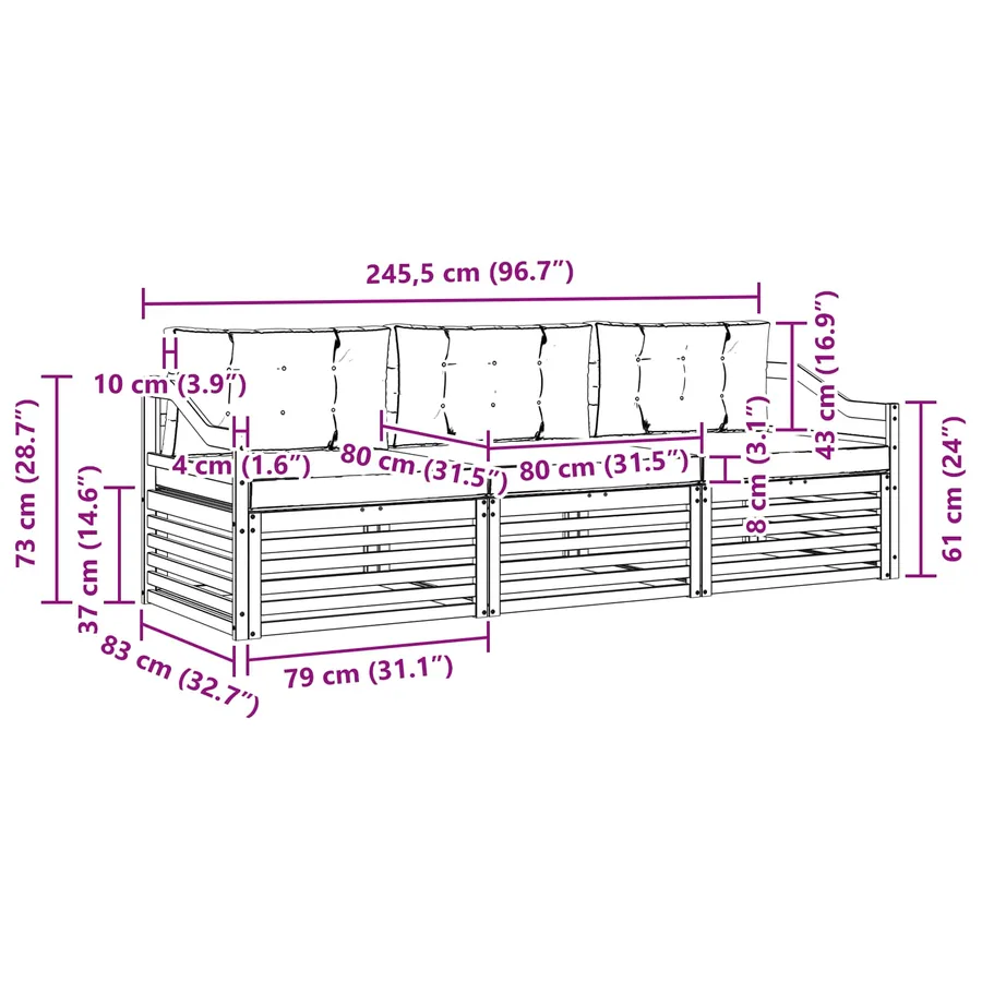 Ensemble de canapés d'extérieur 3 pc Blanc et gris clair - 6