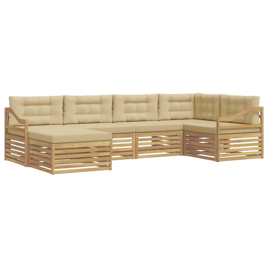 Ensemble de canapés d'extérieur 6 pc Blanc et Beige Polyester - 2