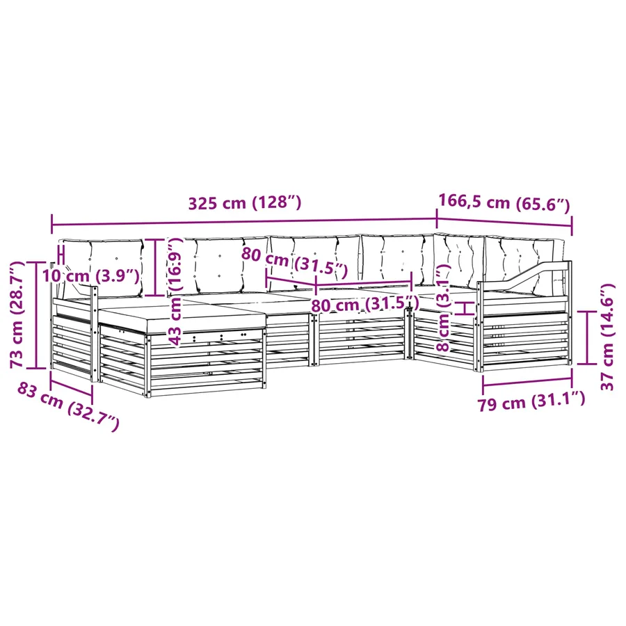 Ensemble de canapés d'extérieur 6 pc Blanc et Beige Polyester - 7