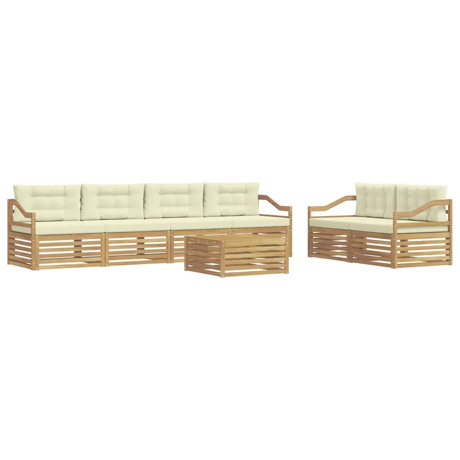 Ensemble de canapés d'extérieur 7 pc Blanc et crème Polyester - 2