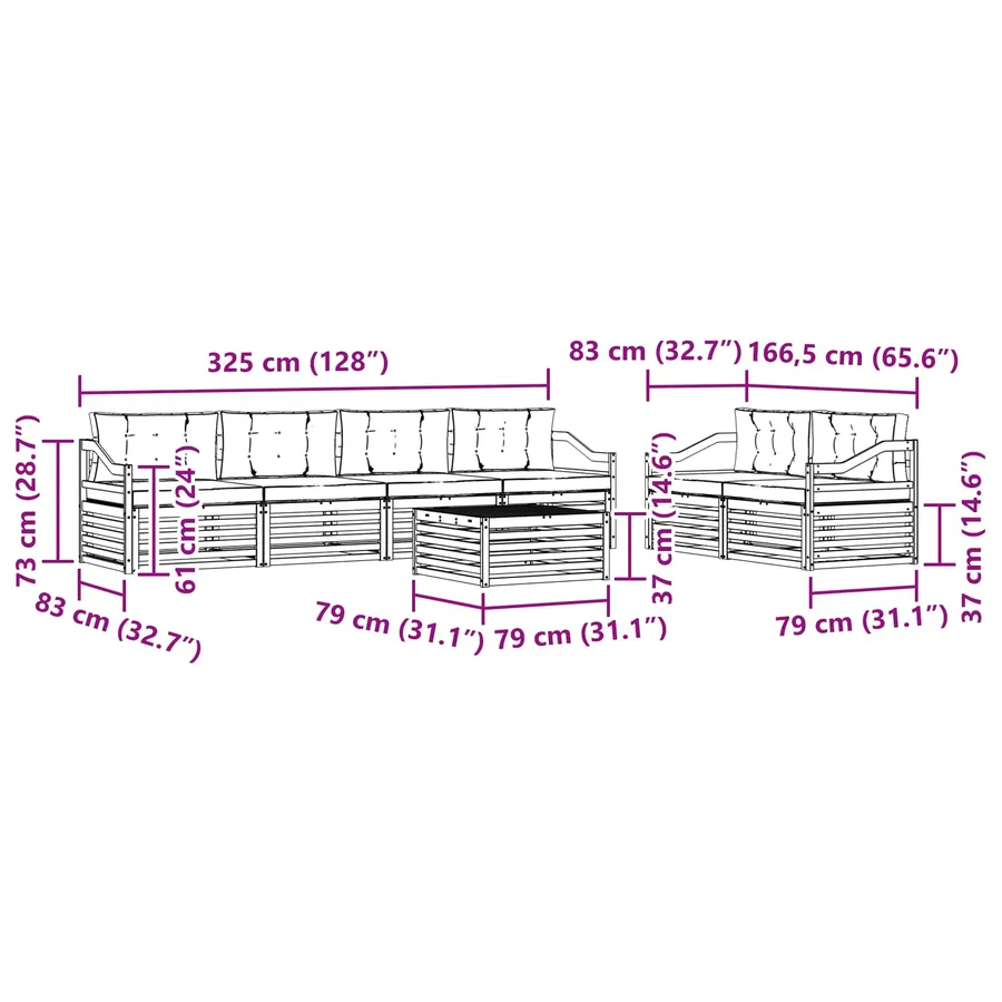 Ensemble de canapés d'extérieur 7 pc Blanc et crème Polyester - 7