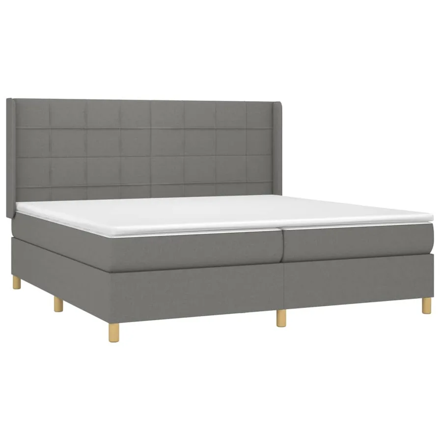 Sommier à lattes de lit matelas LED Gris foncé 200x200 cm Tissu - 4