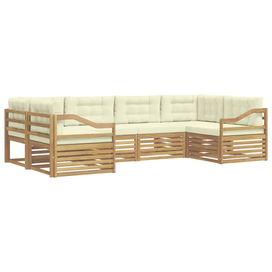 Ensemble de canapés d'extérieur 6 pc Blanc et crème Polyester - 2