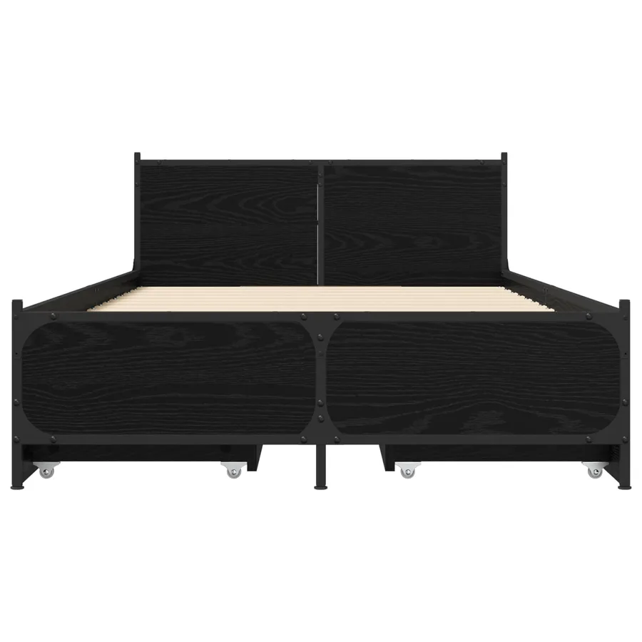 Cadre de lit avec tête de lit avec roue Chêne noir 80 x 200 cm - 3