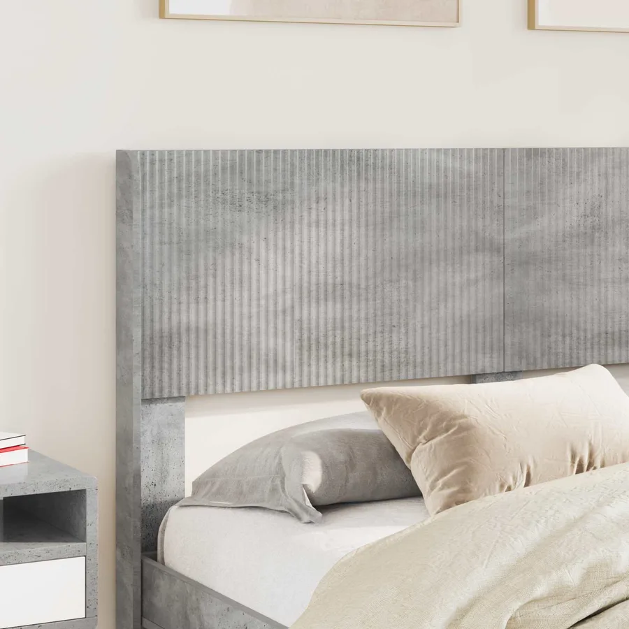 Cadre de lit avec rangement et tête de lit Gris béton - 3
