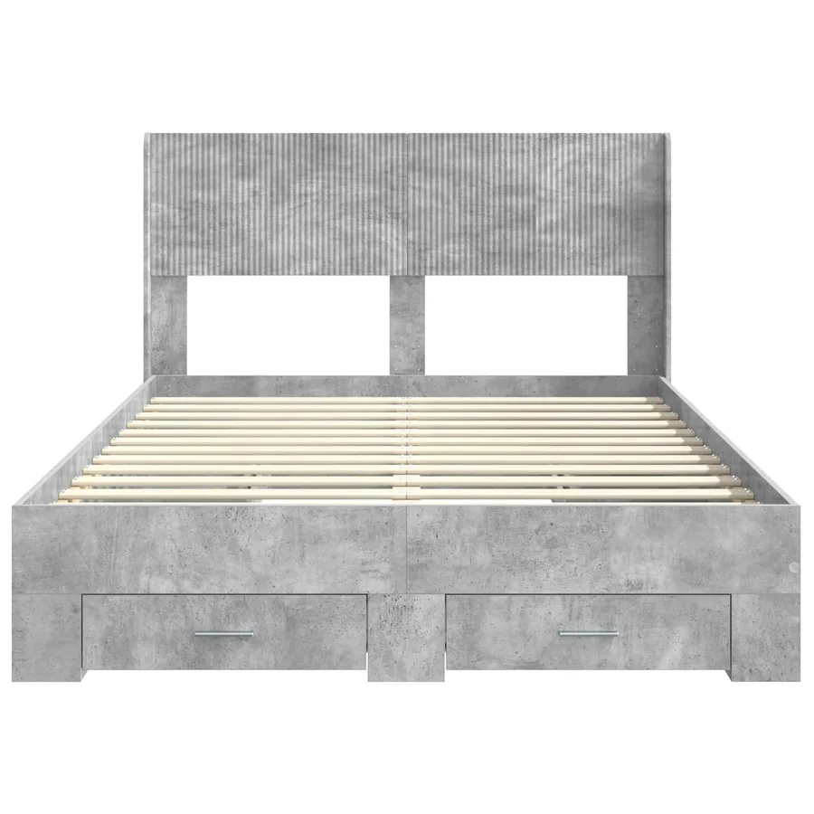 Cadre de lit avec rangement et tête de lit Gris béton - 6