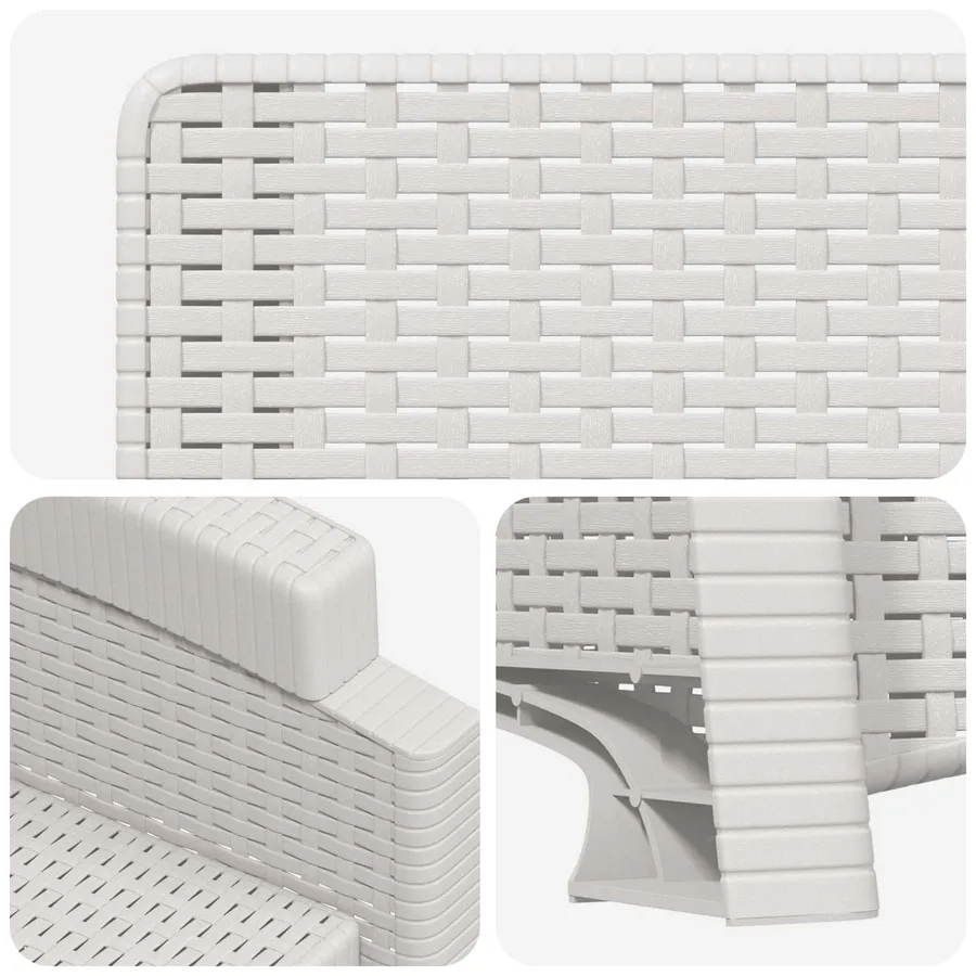 Chaise de jardin inclinable imitant le rotin Blanc PP - 5