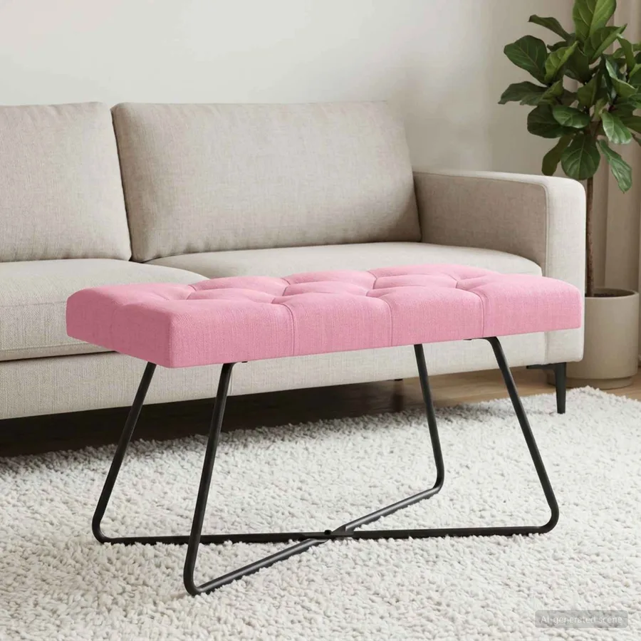Banc avec capitonnage bouton Rose 80 x 40 x 46 cm Tissu - 3