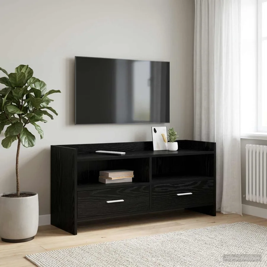 Meuble TV 100 x 33 x 47 cm Chêne noir Bois d'ingénierie