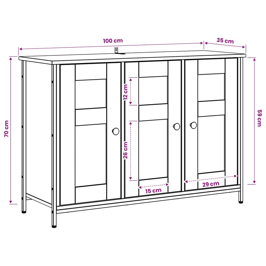 Buffet Chêne noir 100 x 35 x 70 cm Bois d'ingénierie - 6