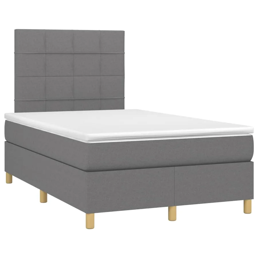 Sommier à lattes de lit et matelas et LED Gris foncé 120x200 cm - 3