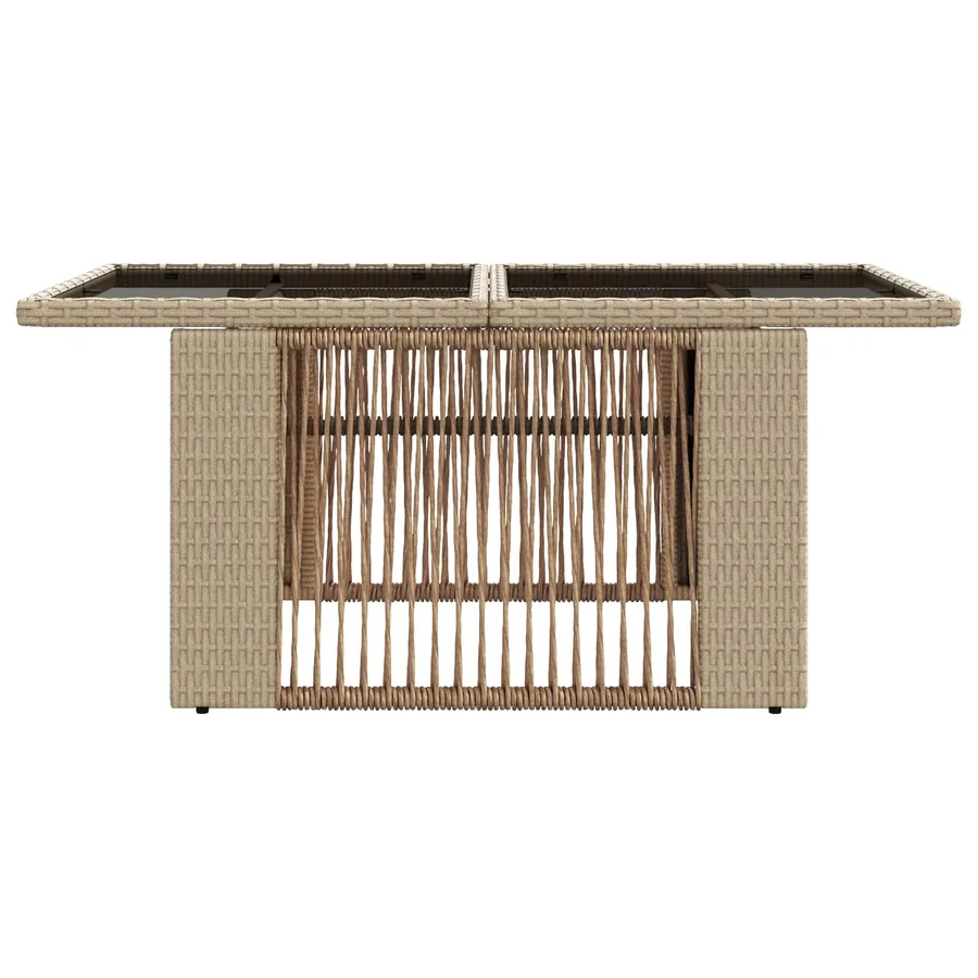Table de Jardin Beige 100 x 55 x 37 cm Rattan PE et Verre - 4