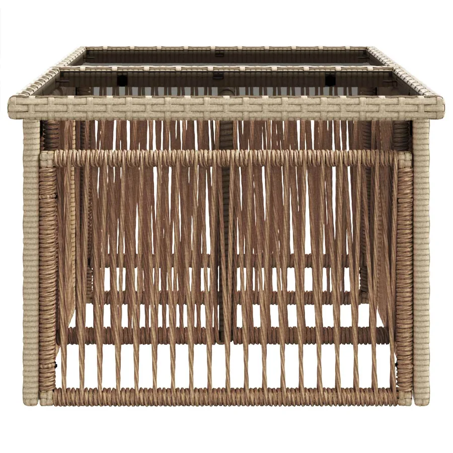 Table de Jardin Beige 100 x 55 x 37 cm Rattan PE et Verre - 5