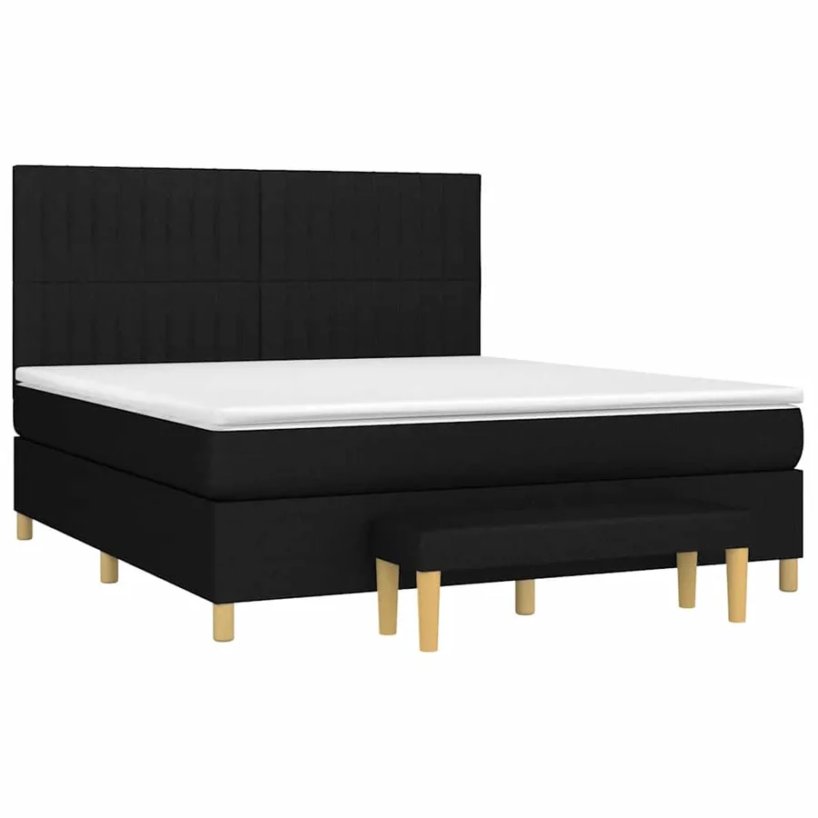 Sommier à lattes de lit avec matelas Noir 180x200 cm Tissu - 3