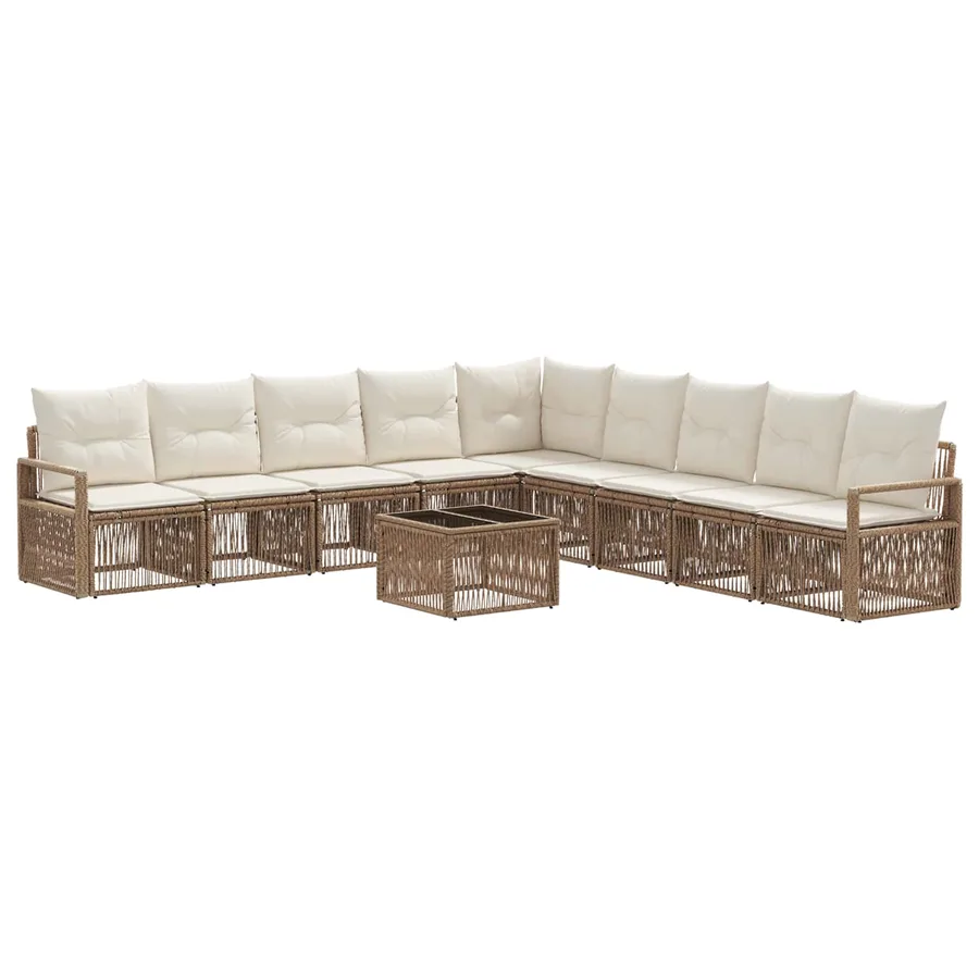 Ensemble de canapé de jardin 10 pcs Beige polyrotin - 2