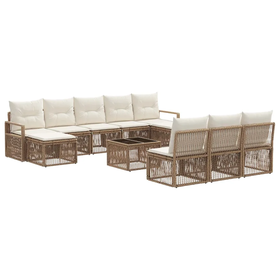 Ensemble de canapé de jardin 11 pcs Beige polyrotin - 2